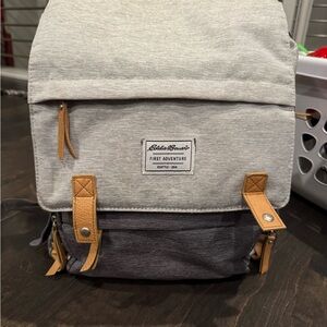 Eddie Bauer Light Gray and Dark Gray Diaper Backpack